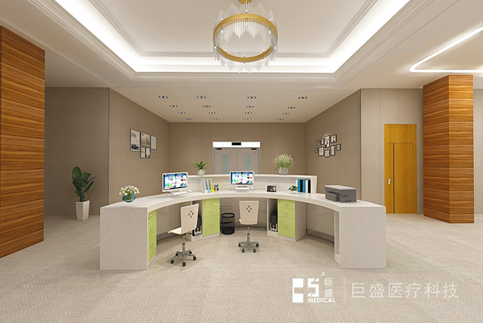醫(yī)院大廳咨詢臺內(nèi)側(cè)